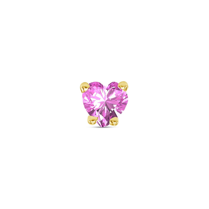 Heart Prong | 14K Yellow Gold 25g Threadless | Pink CZ End