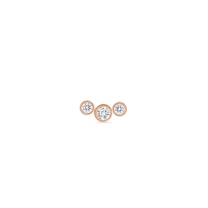 3 Gem Bezel Cluster - 14K Rose Gold 25g Threadless End