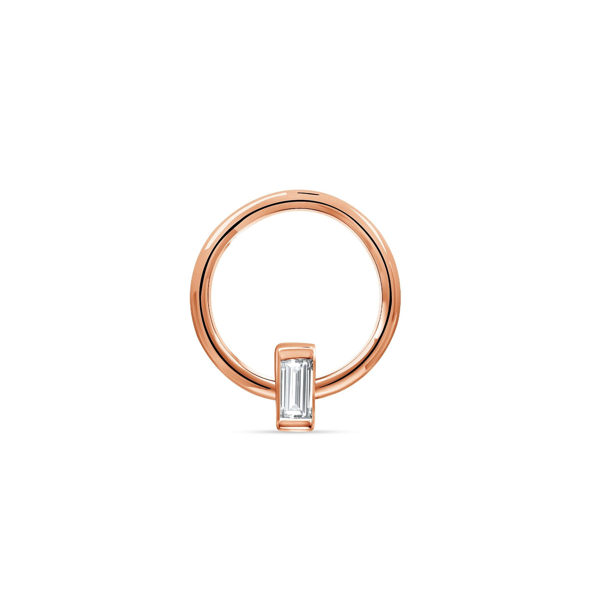 Seamless Ring with Vertical Fixed Baguette