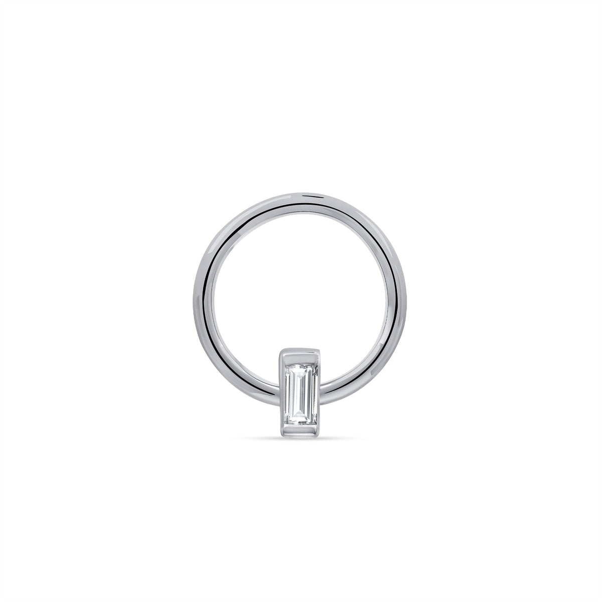 Seamless Ring with Vertical Fixed Baguette