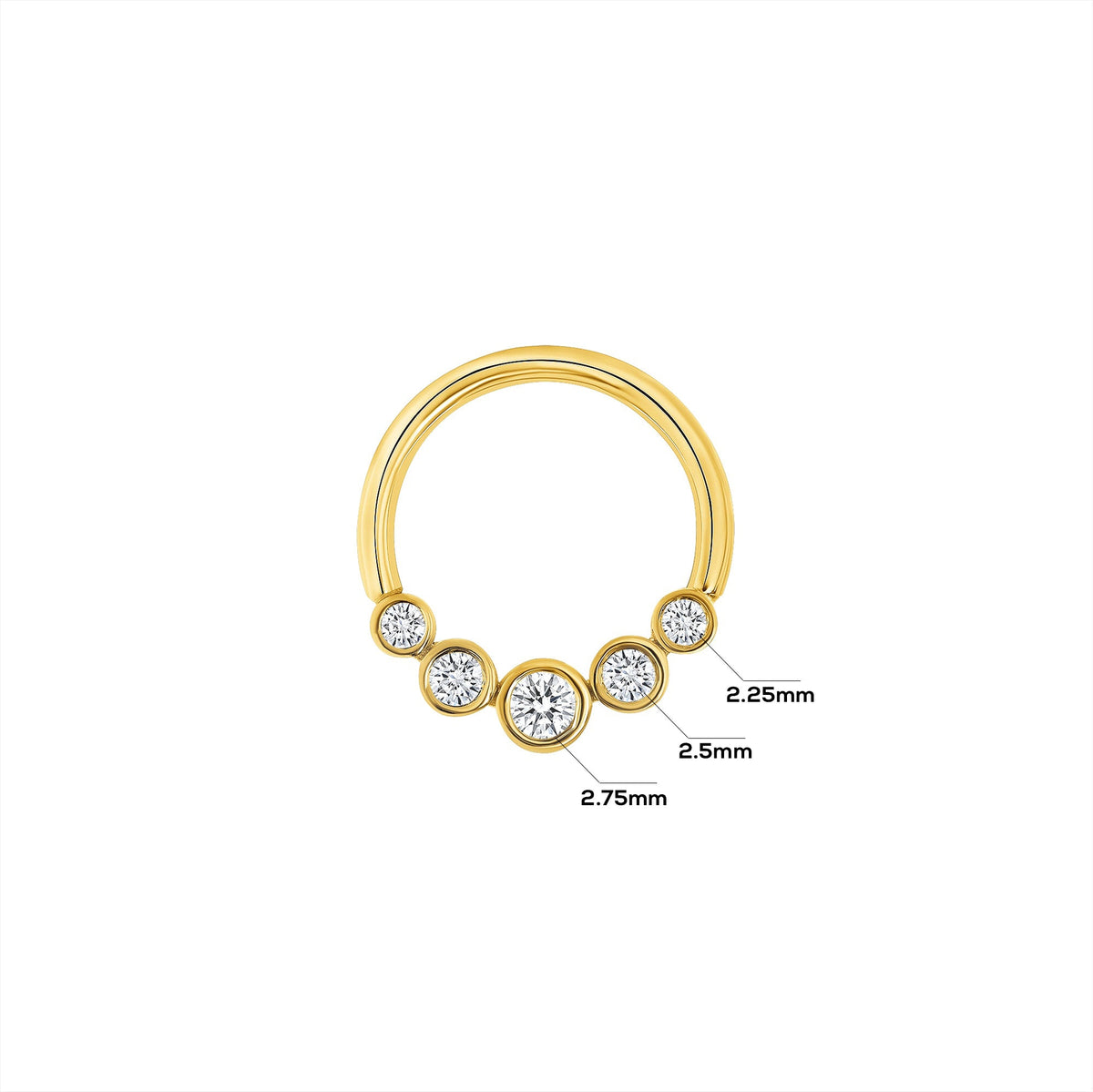 5 Gem Bezel Cluster Seamless Ring