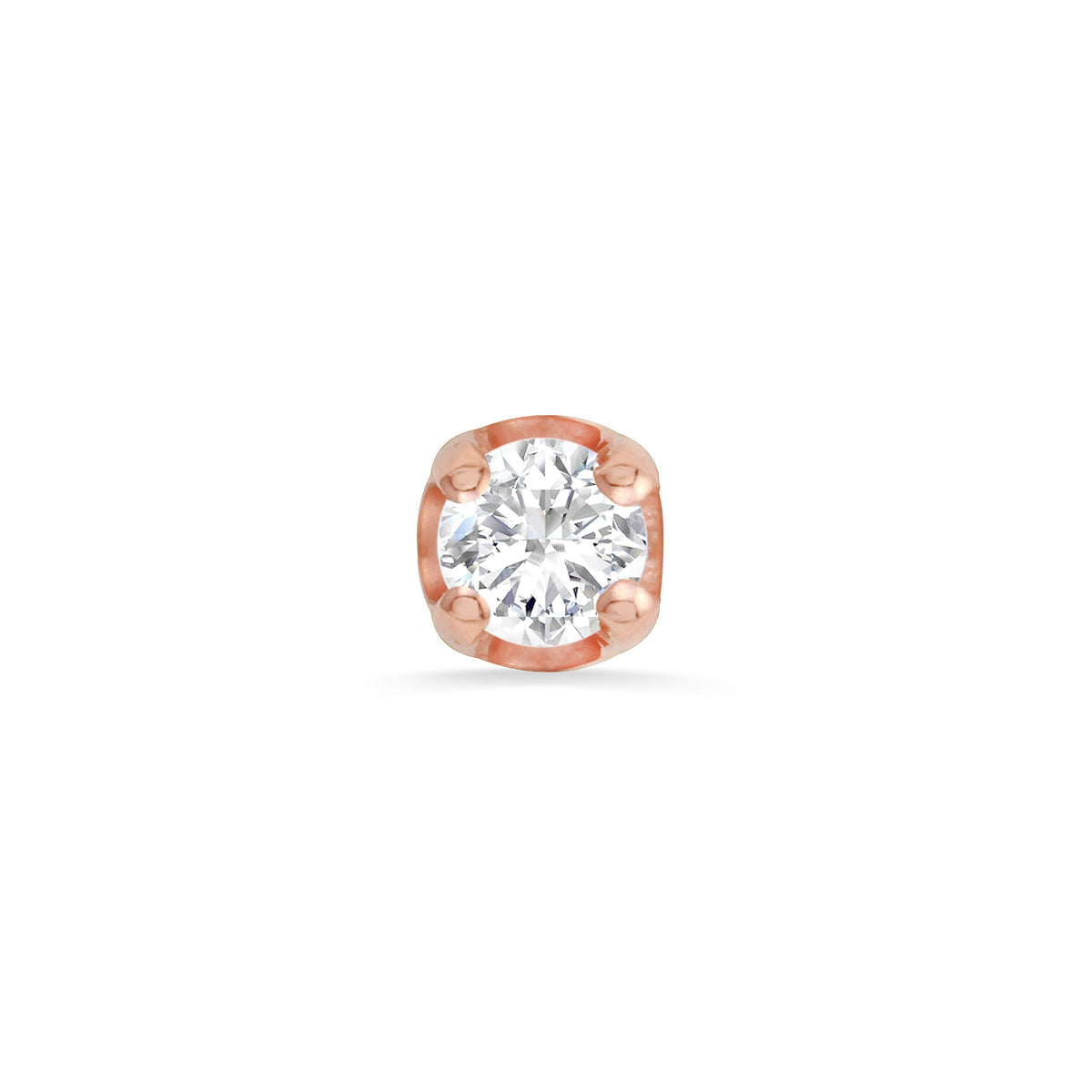 Classic Prong - 2mm 14K Rose Gold 25g threadless | White CZ End