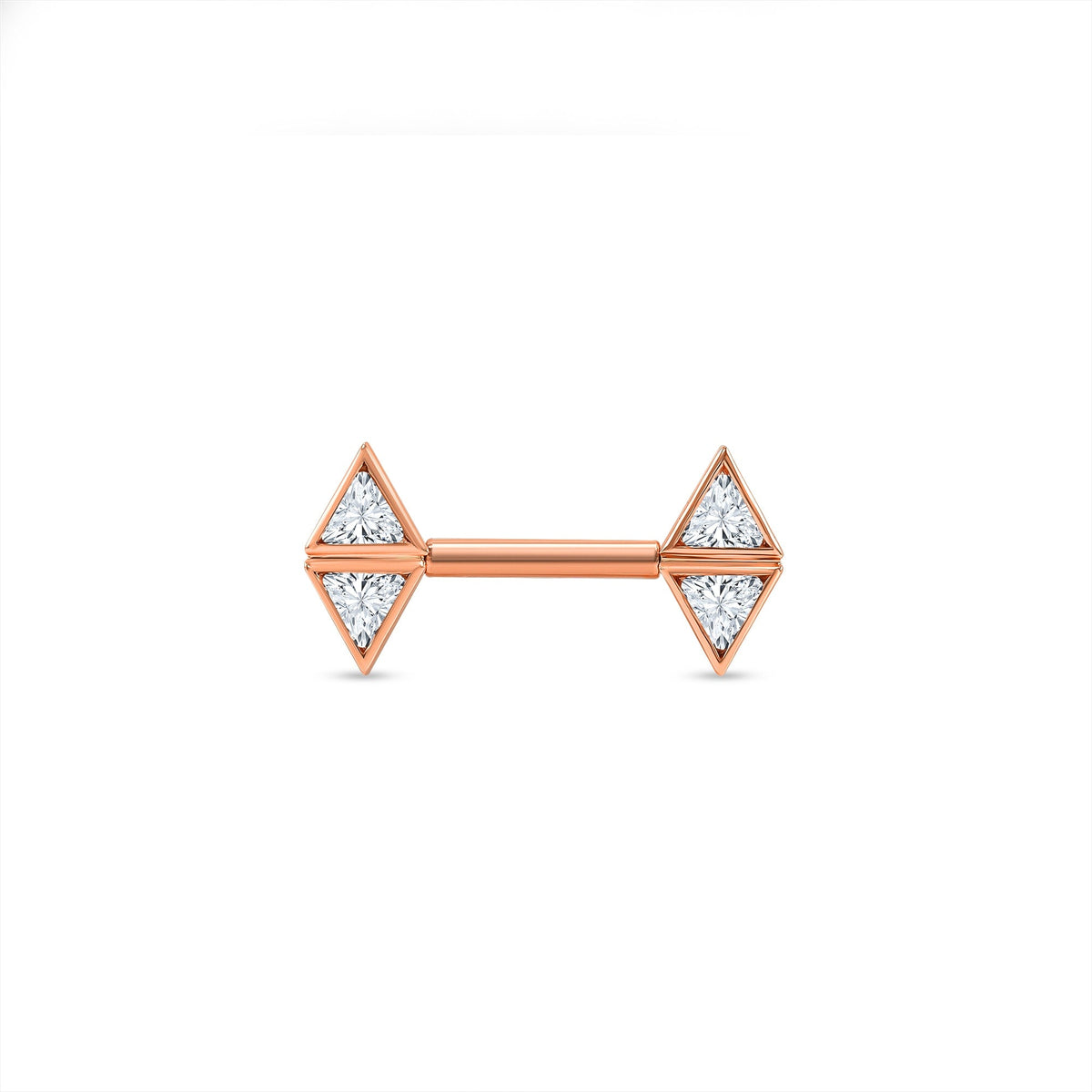 Double Triangle Bezel Straight Barbell