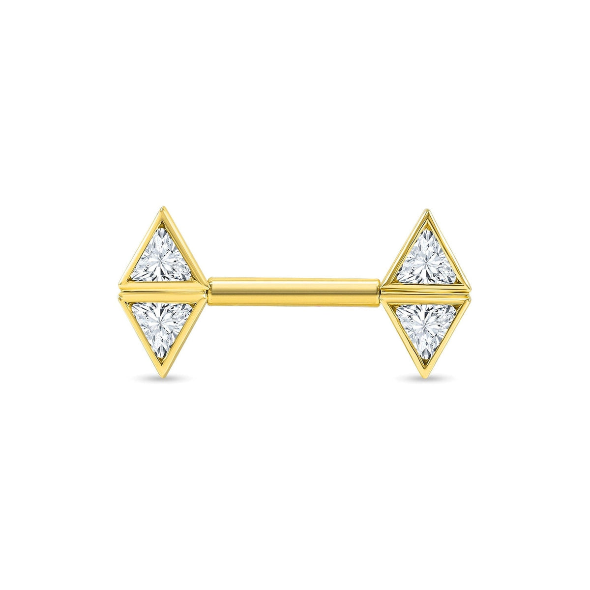 Double Triangle Bezel Straight Barbell