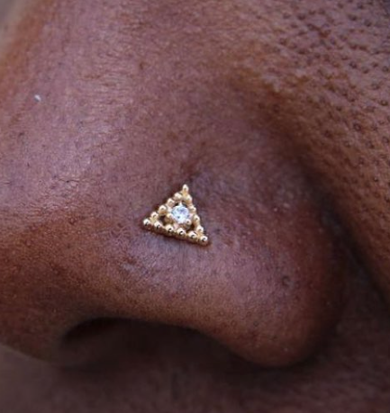 Beaded Triangle With Gem End
