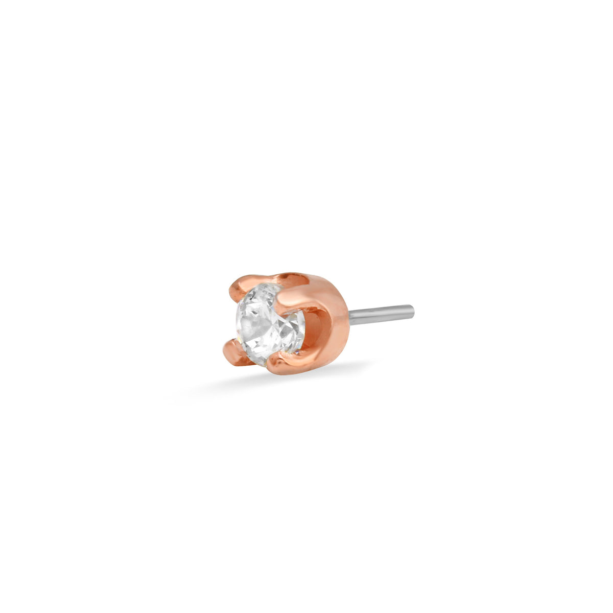 Classic Prong - 2mm 14K Rose Gold 25g threadless | White CZ End