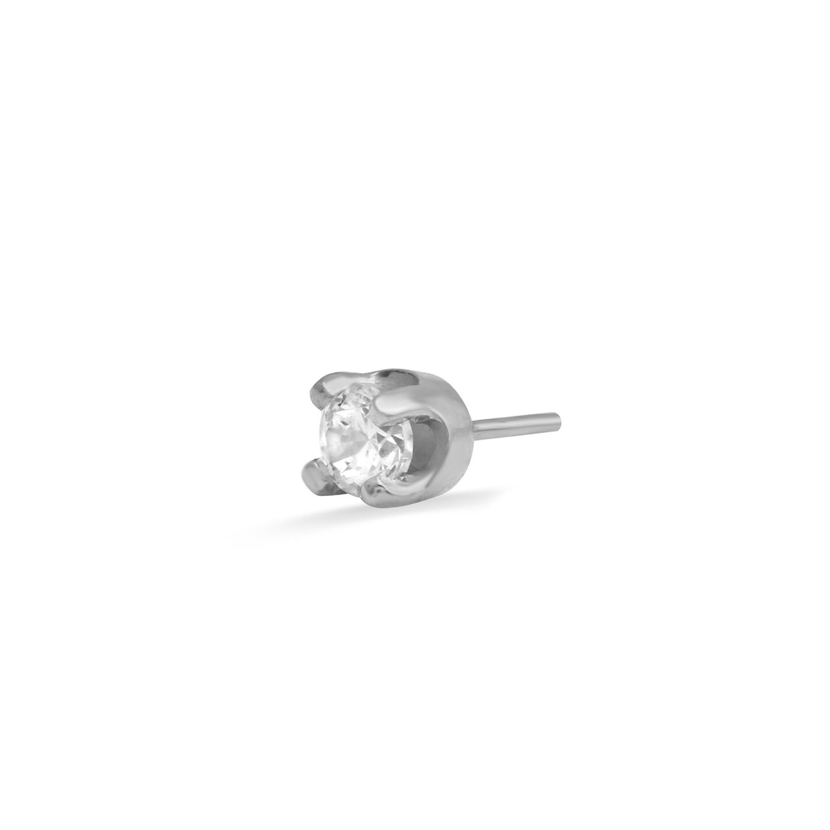 Classic Prong - 2mm 14K White Gold 25g threadless | White CZ End