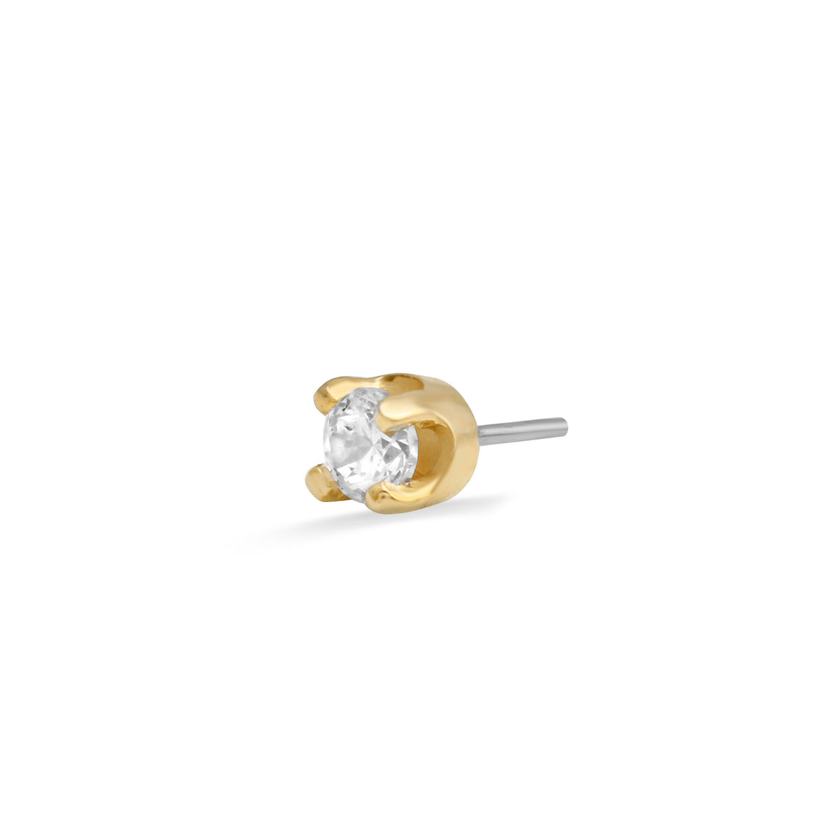 Classic Prong - 1.5mm 14K Yellow Gold 25g threadless | White CZ End