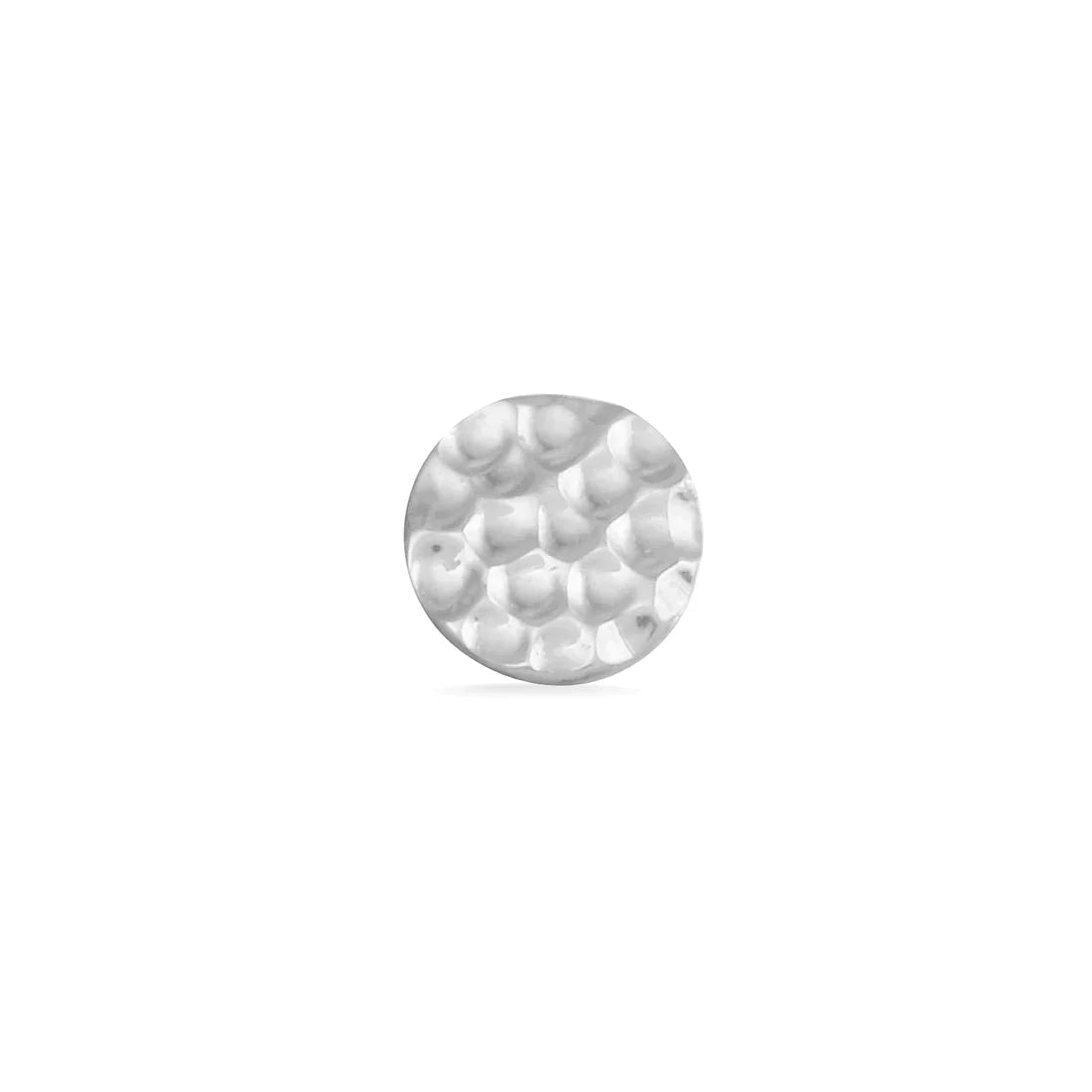 2.5mm Round Disc - 14K White Gold 25g Threadless Hammered End