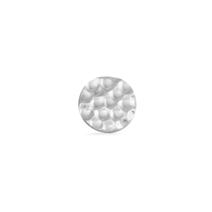 2.5mm Round Disc - 14K White Gold 25g Threadless Hammered End