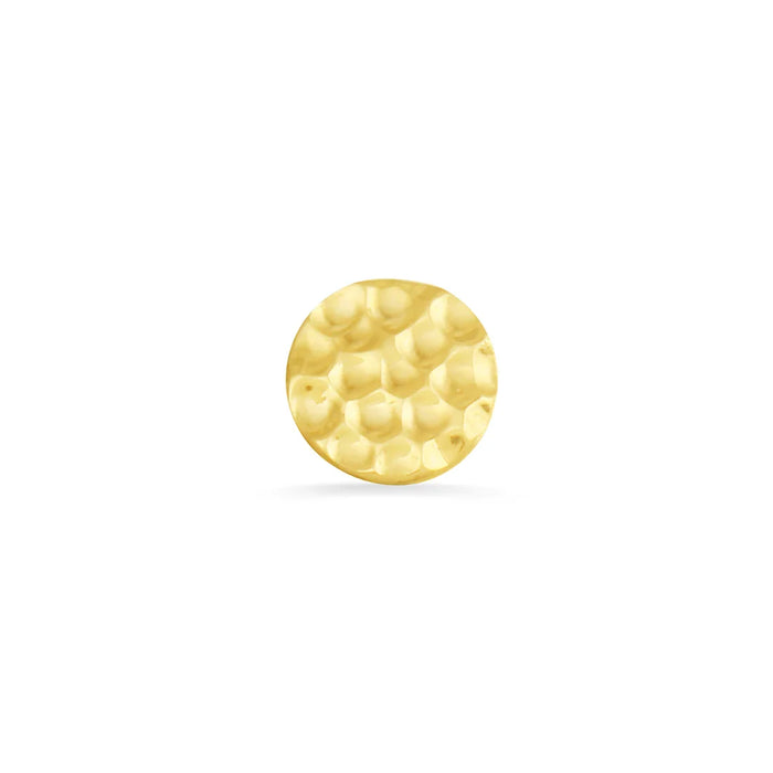 2.5mm Round Disc - 14K Yellow Gold 25g Threadless Hammered End